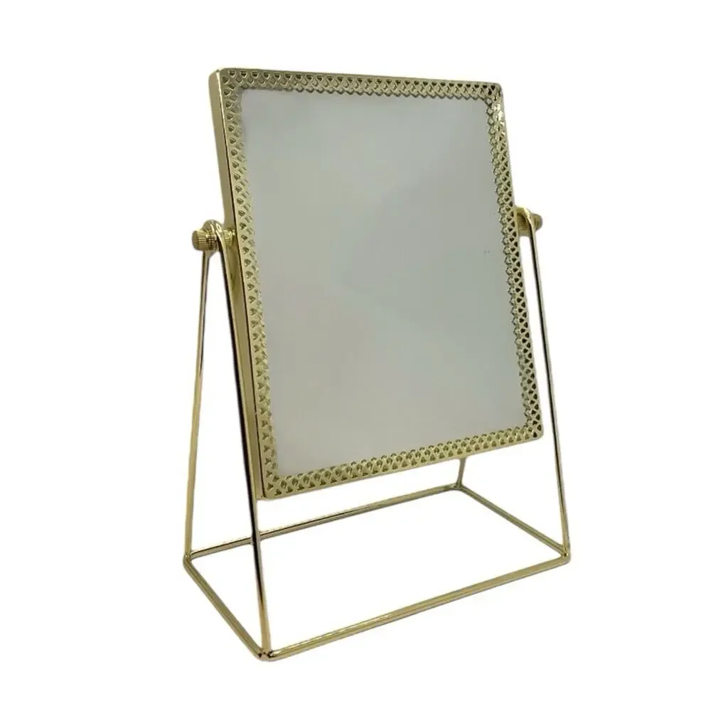 Gold Framed Mirror Make Up Adjustable Standing -Design for Desk Large Glass Area